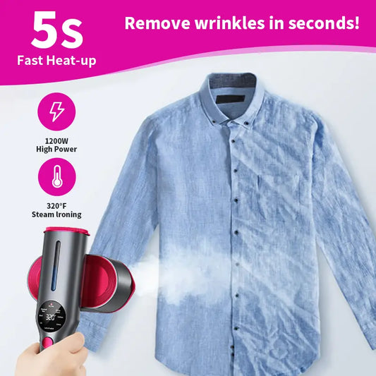 Dr. Flash Portable Garment Steamer for Clothes - 7 Mode with LED Display, Fast 5-Second Heating, 90° Swivel Handle, Ideal for Travel and Gifting