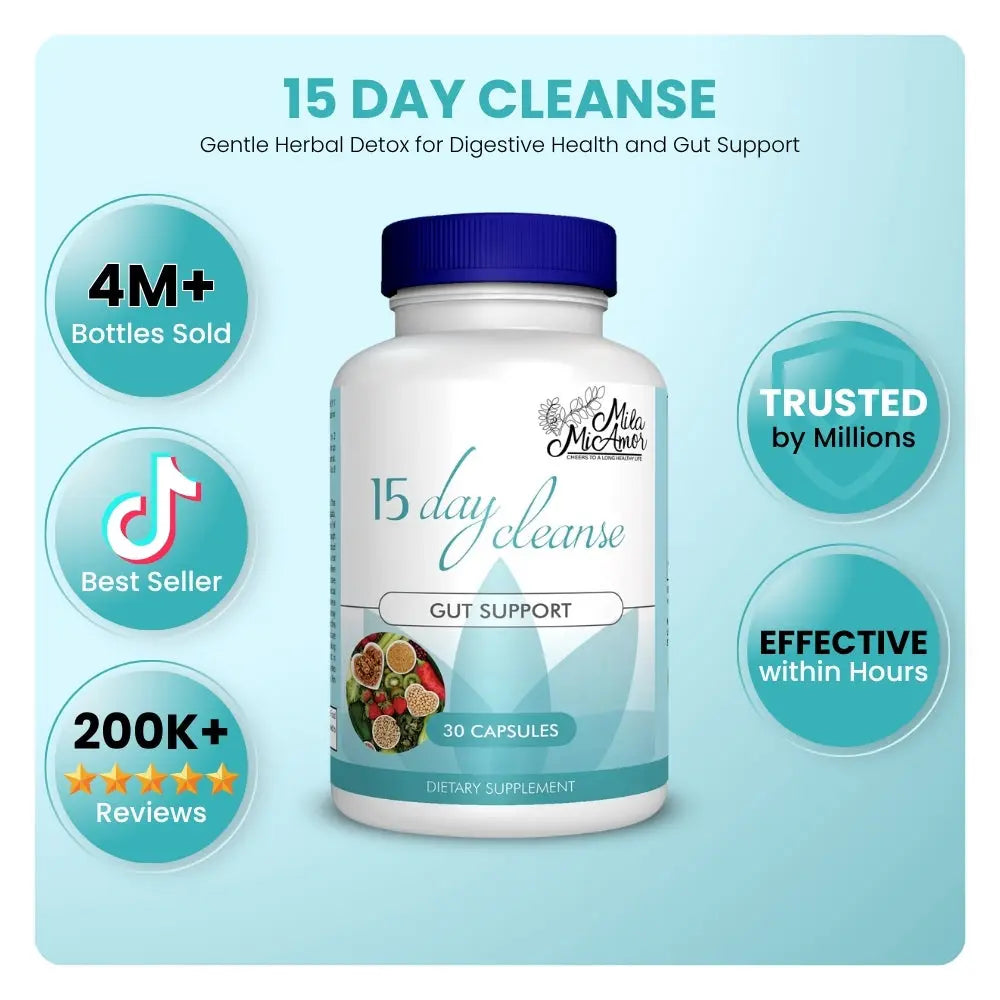15-Day Gut and Colon Cleanse Support | Caffeine-Free Advanced Formula with Senna, Cascara Sagrada, and Psyllium Husk | Non-GMO | 30 Capsules