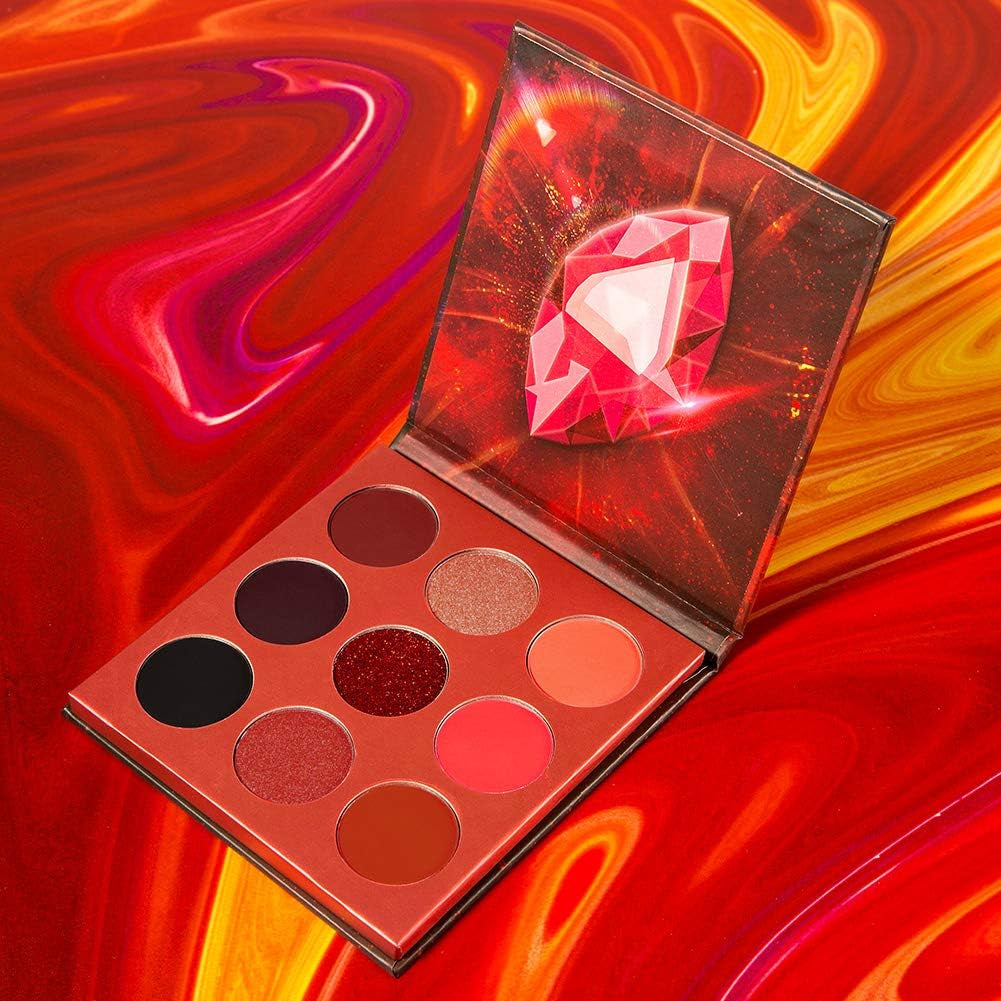 Docolor 9 Colores Paleta De Sombras De Ojos Roja Paleta De Sombras Mate Altamente Pigmentado Brillos Desnudo Ahumado Crema De Purpurina Polvo Colorido Paleta De Maquillaje Resistente Al Agua-Realidad