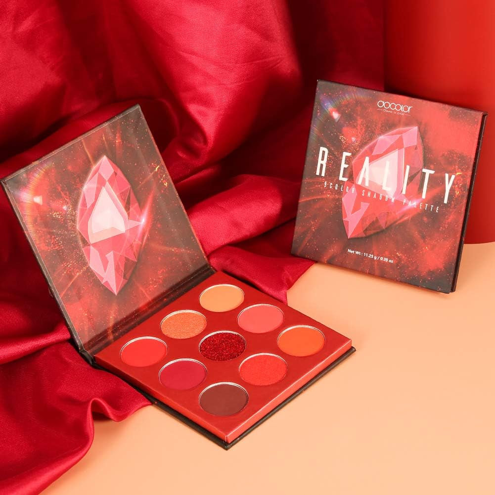 Docolor 9 Colores Paleta De Sombras De Ojos Roja Paleta De Sombras Mate Altamente Pigmentado Brillos Desnudo Ahumado Crema De Purpurina Polvo Colorido Paleta De Maquillaje Resistente Al Agua-Realidad