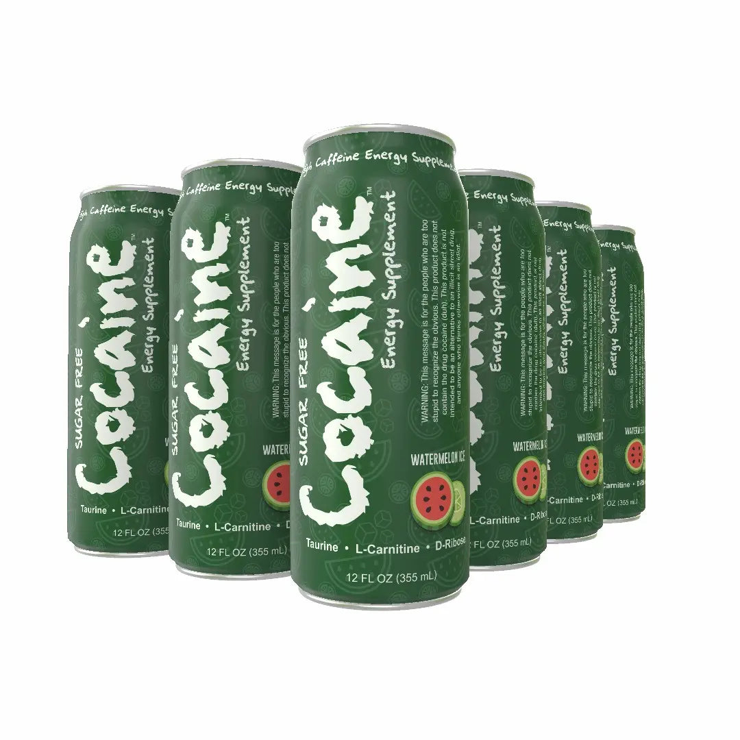 Cocaine Energy Supplement - 280mg Caffeine Energy Drink with Taurine, L-Carnitine, Antioxidants, and Vitamins - 12 oz Can - Pack of 12 (Icy Watermelon) Pre-Workout Beverage