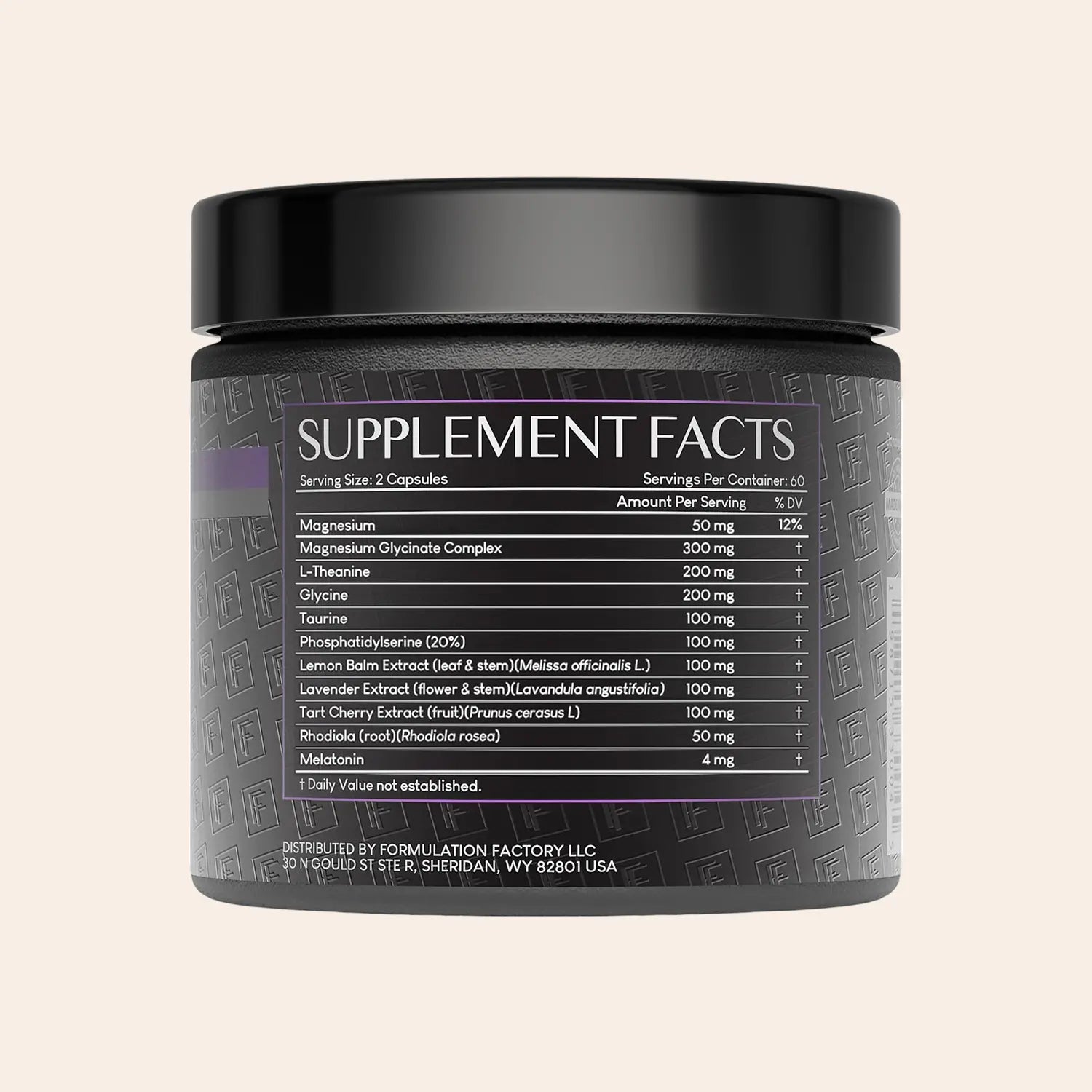 Formulation Factory 10-in-1 Natural Sleep Support Supplement with Magnesium Glycinate, Melatonin, L-Theanine, Lemon Balm, and Tart Cherry – 120 Capsules for Relaxation and Recovery
