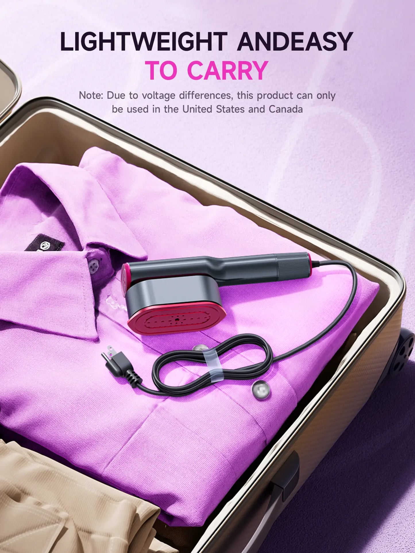 Dr. Flash Portable Garment Steamer for Clothes - 7 Mode with LED Display, Fast 5-Second Heating, 90° Swivel Handle, Ideal for Travel and Gifting