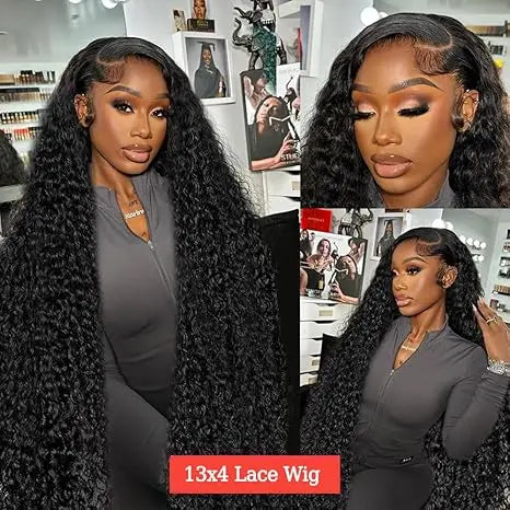[30 Inch $75.9] Haloqueen 34 Inch Women'S Brazilian Virgin Human Hair Lace Front Wig, 13X4 Pre Plucked Frontal with Natural Baby Hair, 200 Density Deep Wavy Wet and Wavy Natural Color Wig