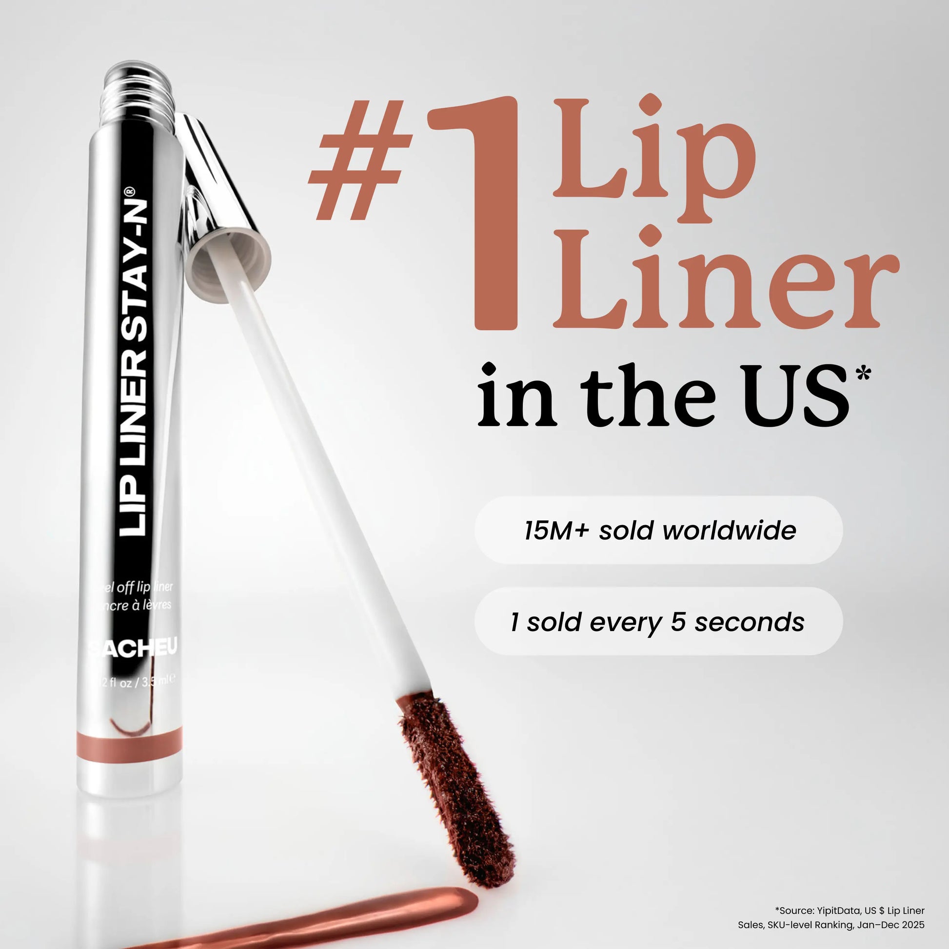 Sacheu STAY-N Peel-Off Lip Liner Stain - Long-Lasting Formula with Hyaluronic Acid & Vitamin E for All-Day Wear - 0.12 Fl Oz / 3.5 Ml