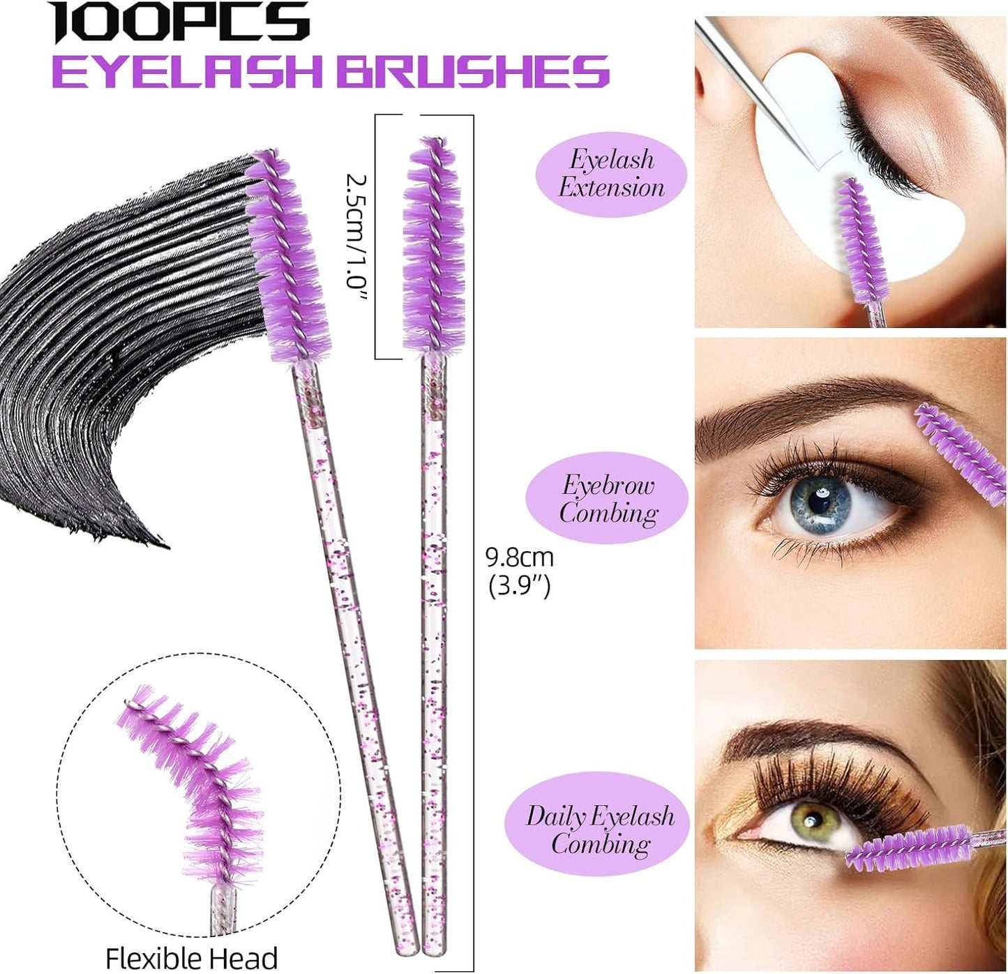 100 Piezas Desechables Cepillos De Pestañas De Varitas Rímel Kit Mascara Applikator Make-Up Applikatoren Kit De Maquillaje Pinceles Aplicadores Multicolor