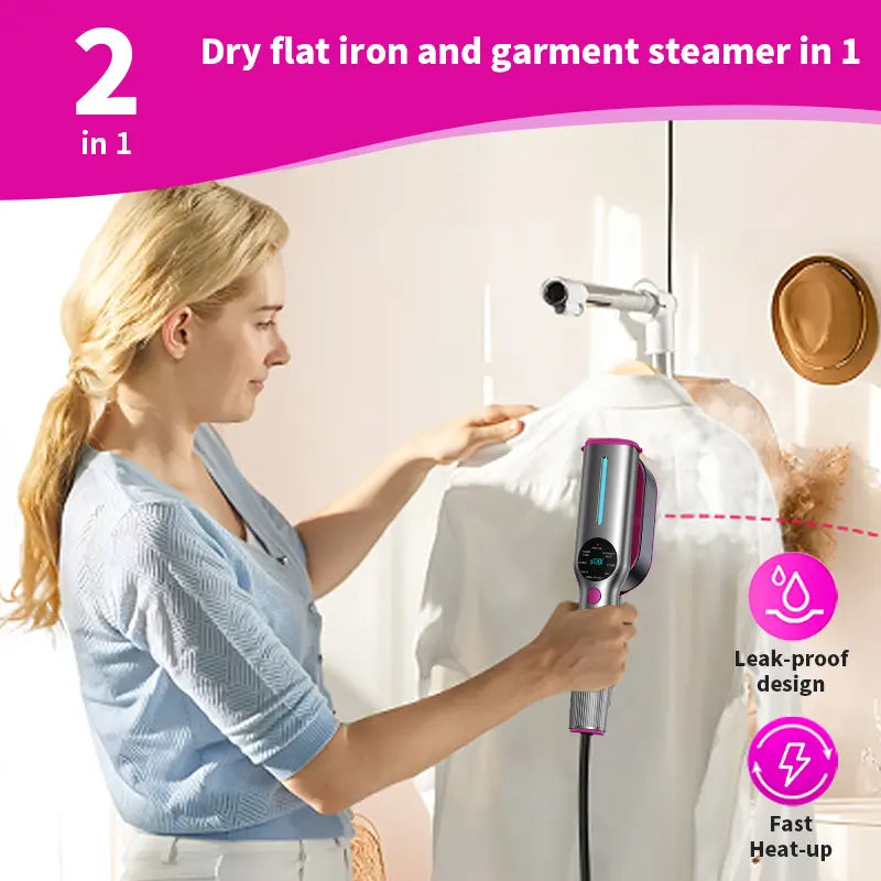 Dr. Flash Portable Garment Steamer for Clothes - 7 Mode with LED Display, Fast 5-Second Heating, 90° Swivel Handle, Ideal for Travel and Gifting