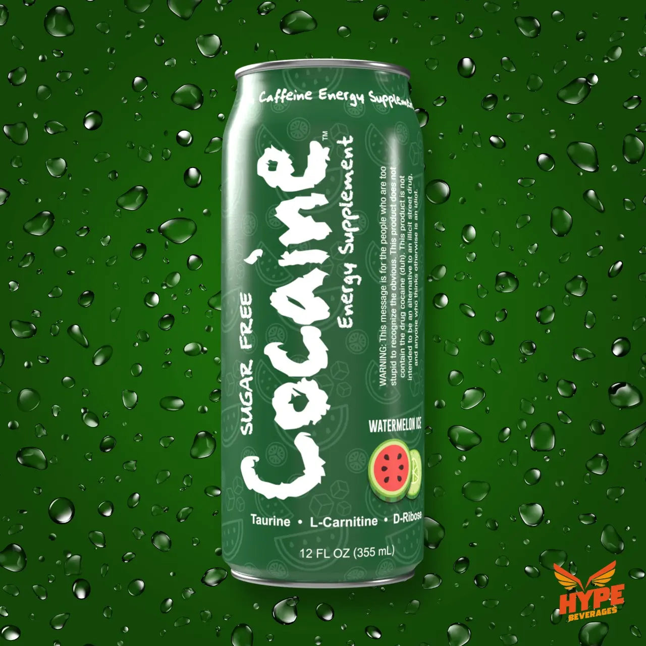Cocaine Energy Supplement - 280mg Caffeine Energy Drink with Taurine, L-Carnitine, Antioxidants, and Vitamins - 12 oz Can - Pack of 12 (Icy Watermelon) Pre-Workout Beverage