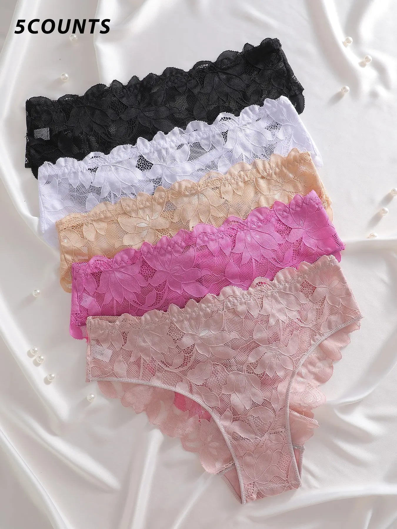 Women'S Sexy Lace Underwear Set, Fitted Comfort Breathable Panties, Multi-Color Hollow Out Lingerie for Women Daily Wear, Womenswear