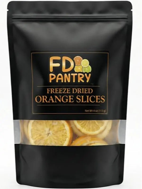 FD Pantry Freeze-Dried Orange Slices Cocktail Garnish, Dried Fruit Snack, Usa-Grown, No Sugar Added Dry 4Oz (20–25 Slices)
