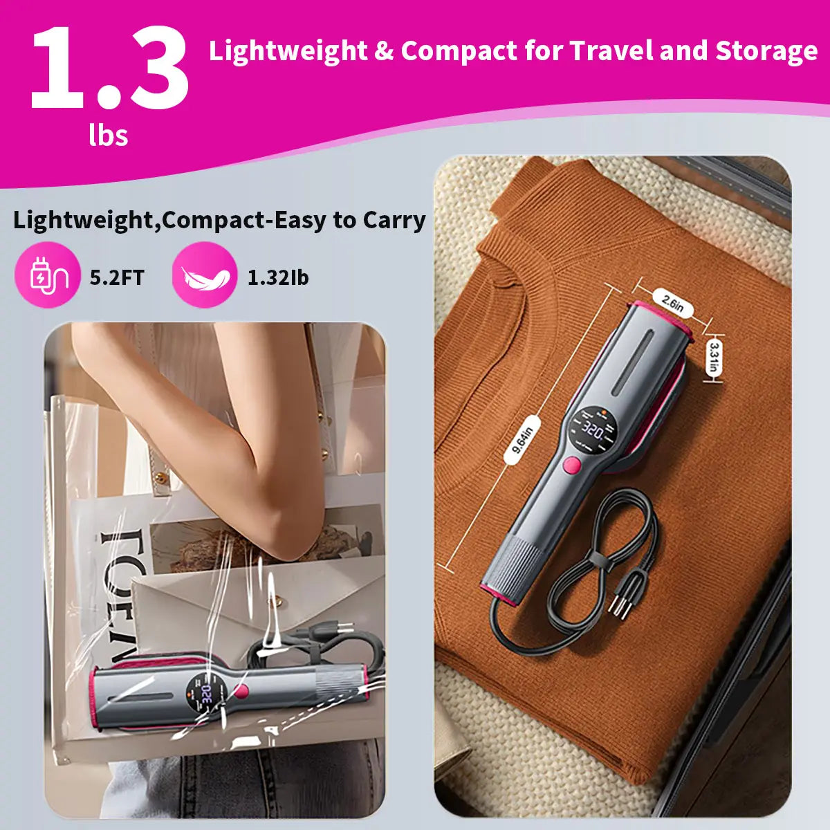 Dr. Flash Portable Garment Steamer for Clothes - 7 Mode with LED Display, Fast 5-Second Heating, 90° Swivel Handle, Ideal for Travel and Gifting