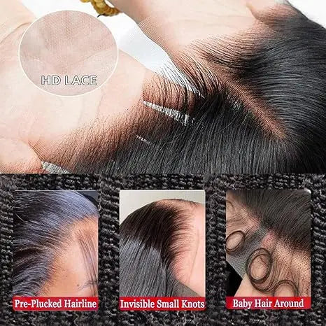 [30 Inch $75.9] Haloqueen 34 Inch Women'S Brazilian Virgin Human Hair Lace Front Wig, 13X4 Pre Plucked Frontal with Natural Baby Hair, 200 Density Deep Wavy Wet and Wavy Natural Color Wig