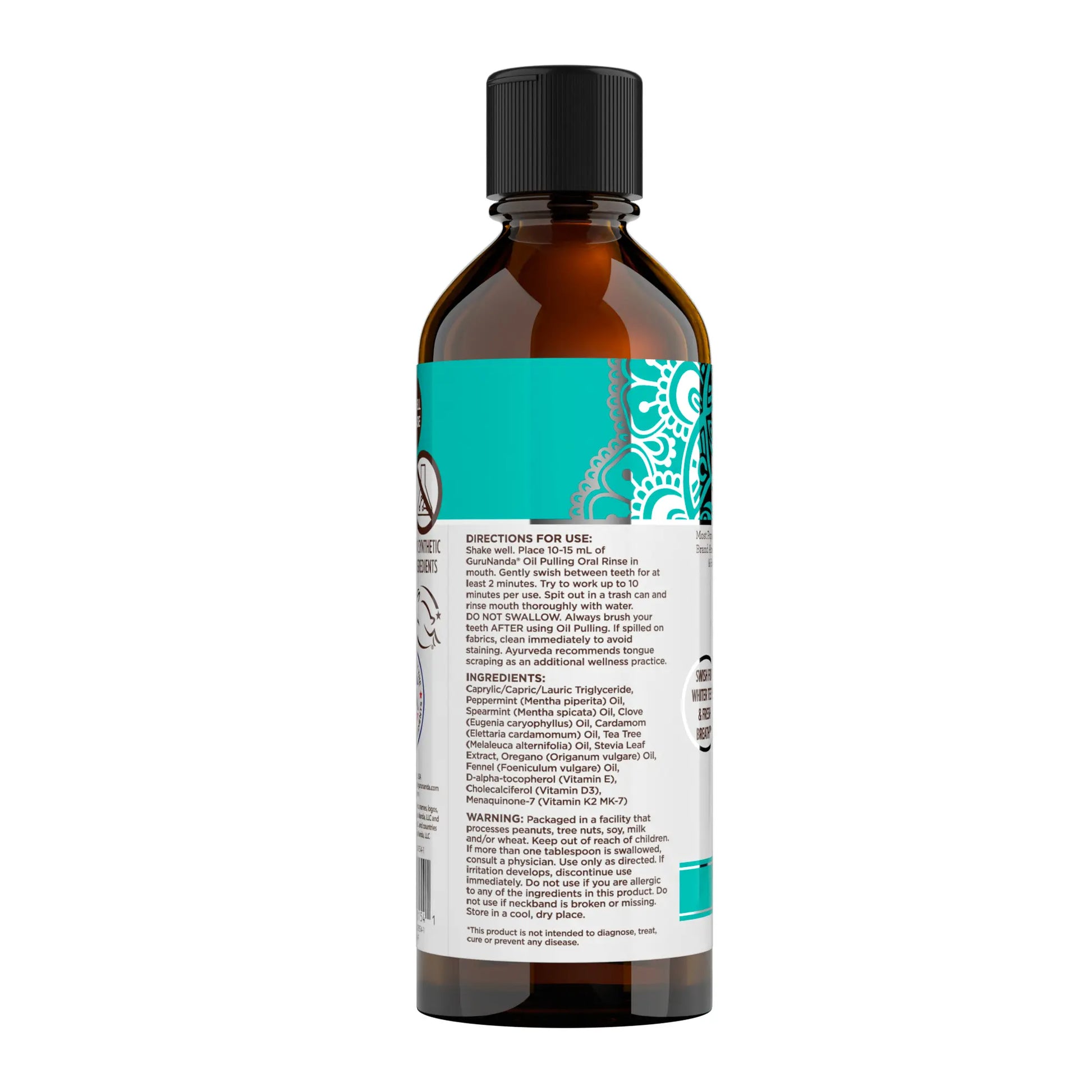 Gurunanda Cocomint Oil Pulling Mouthwash with 7 Essential Oils and 3 Vitamins for Fresh Breath and Healthy Gums, Alcohol-Free, 8 Fl Oz