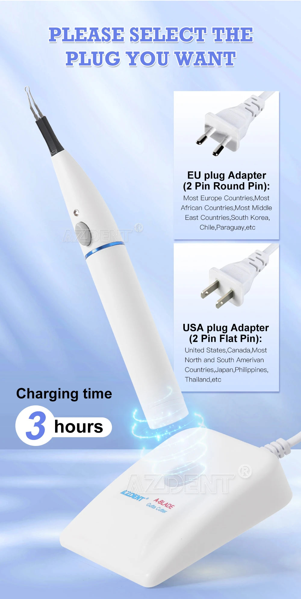 Kit Blanqueamiento Dental Eléctrico AZDENT con 4 Puntas
