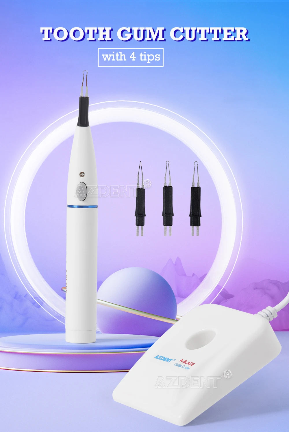 Kit Blanqueamiento Dental Eléctrico AZDENT con 4 Puntas