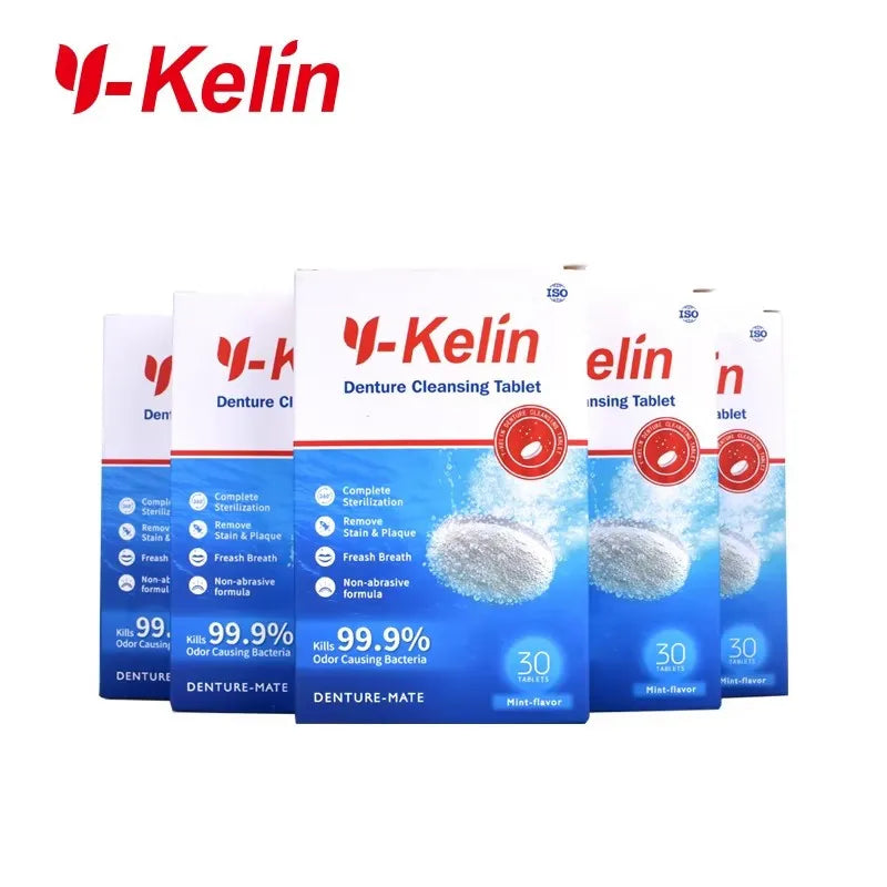 Kit Limpieza Prótesis Dental Y-Kelin — 150 Pastillas + Caja + Cepillo