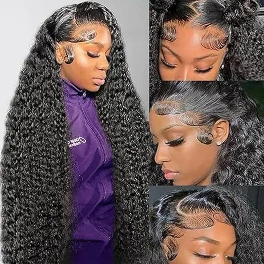 [30 Inch $75.9] Haloqueen 34 Inch Women'S Brazilian Virgin Human Hair Lace Front Wig, 13X4 Pre Plucked Frontal with Natural Baby Hair, 200 Density Deep Wavy Wet and Wavy Natural Color Wig