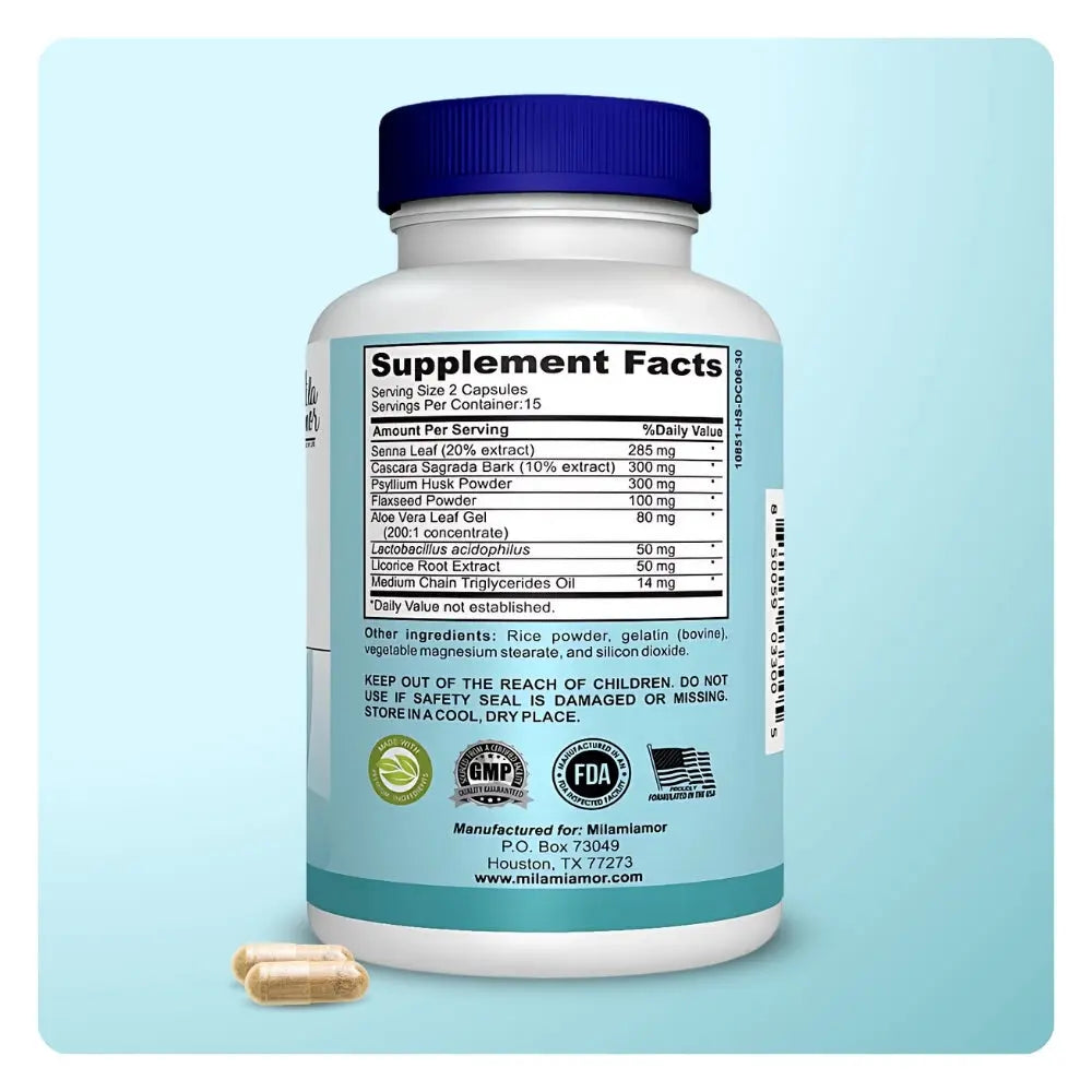 15-Day Gut and Colon Cleanse Support | Caffeine-Free Advanced Formula with Senna, Cascara Sagrada, and Psyllium Husk | Non-GMO | 30 Capsules