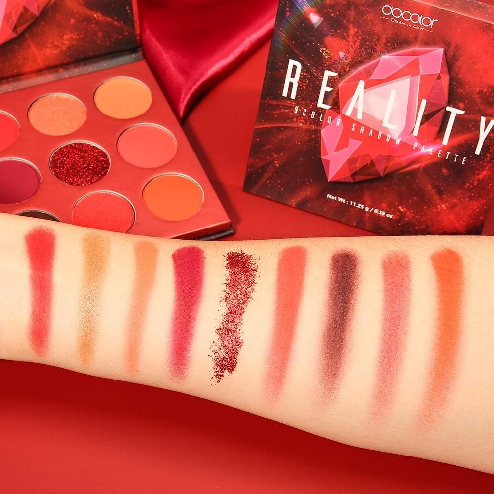 Docolor 9 Colores Paleta De Sombras De Ojos Roja Paleta De Sombras Mate Altamente Pigmentado Brillos Desnudo Ahumado Crema De Purpurina Polvo Colorido Paleta De Maquillaje Resistente Al Agua-Realidad