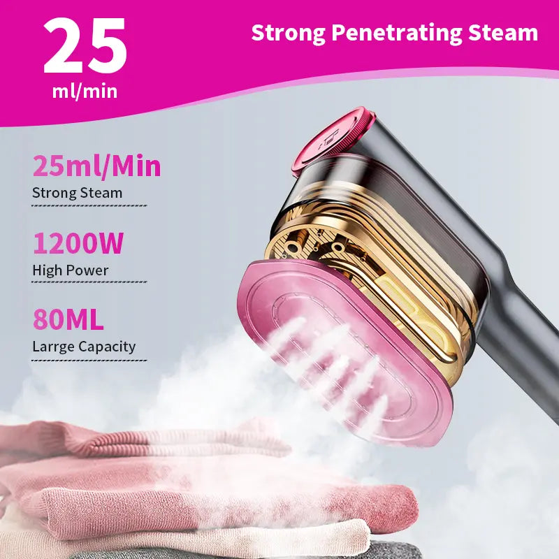 Dr. Flash Portable Garment Steamer for Clothes - 7 Mode with LED Display, Fast 5-Second Heating, 90° Swivel Handle, Ideal for Travel and Gifting