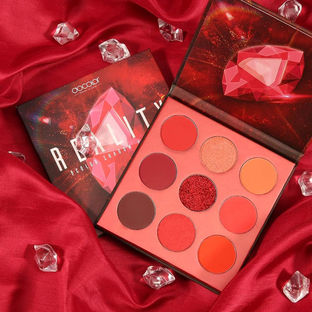 Docolor 9 Colores Paleta De Sombras De Ojos Roja Paleta De Sombras Mate Altamente Pigmentado Brillos Desnudo Ahumado Crema De Purpurina Polvo Colorido Paleta De Maquillaje Resistente Al Agua-Realidad