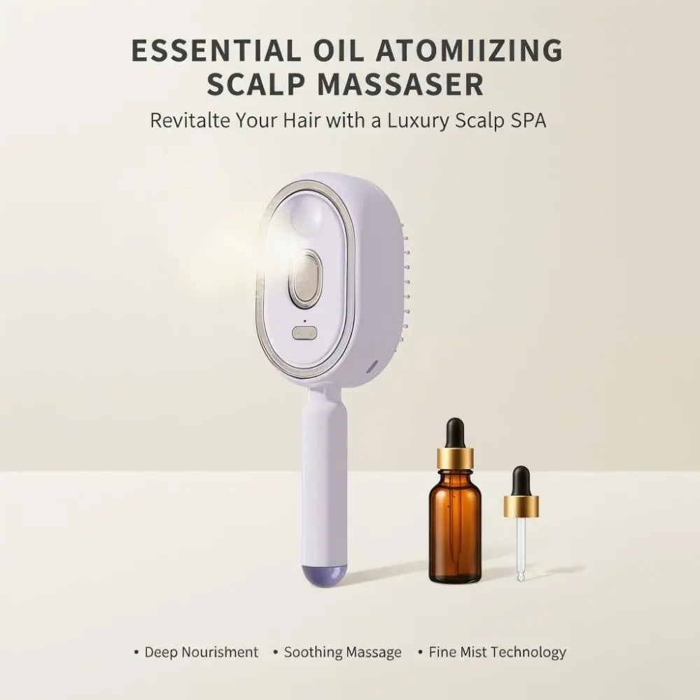 Electric Spray Airbag Massage Comb Essential Oil Atomization Care Self-Cleaning Anti-Static Hair Wrap Smooth Hair Comb