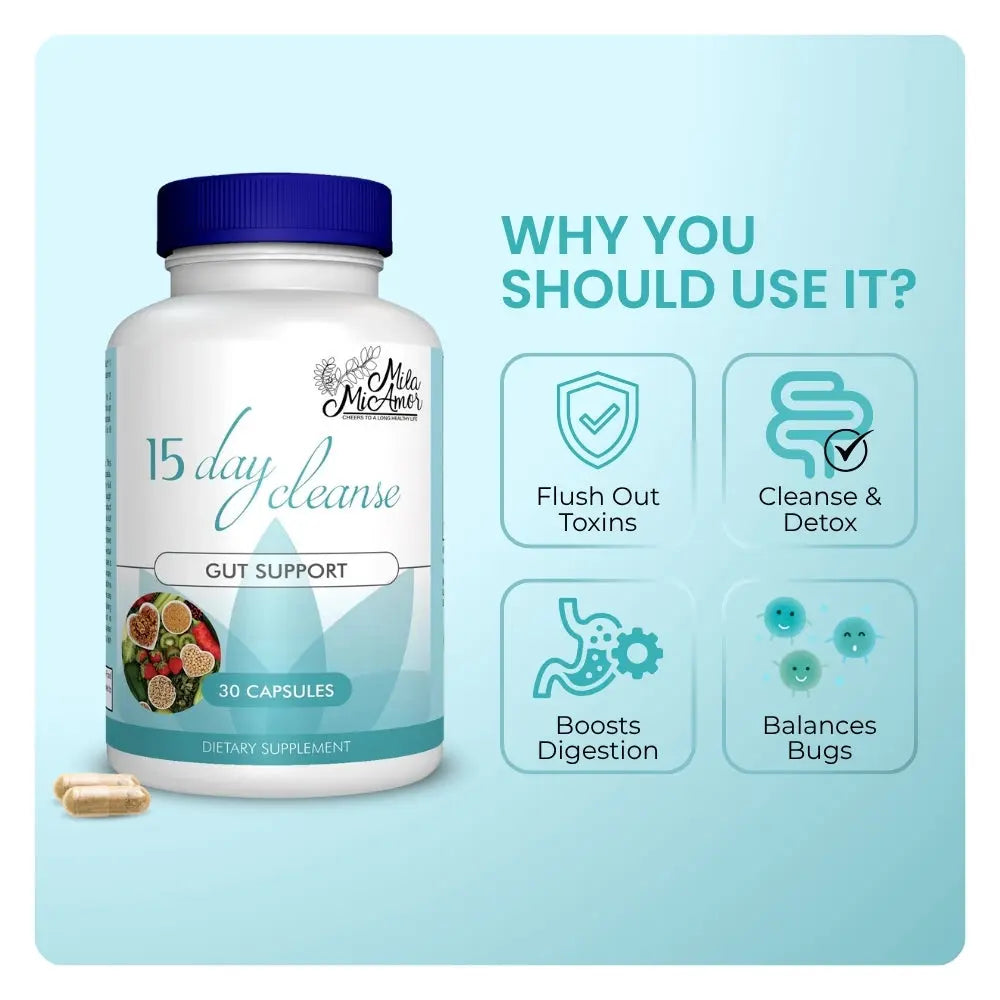 15-Day Gut and Colon Cleanse Support | Caffeine-Free Advanced Formula with Senna, Cascara Sagrada, and Psyllium Husk | Non-GMO | 30 Capsules