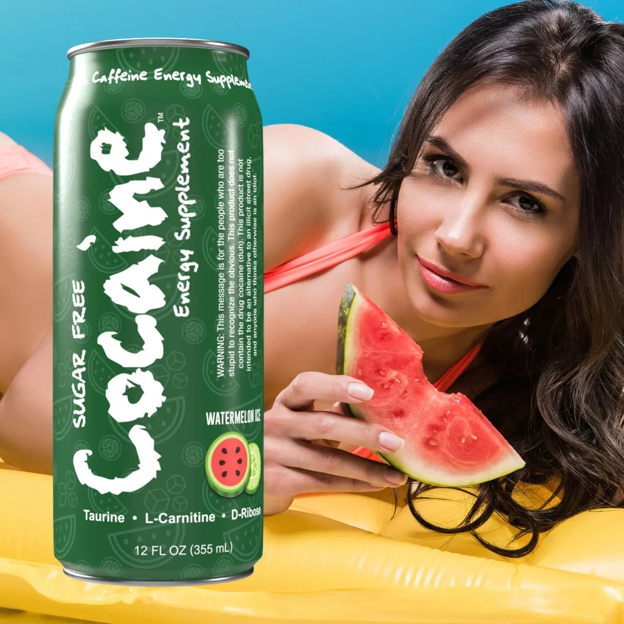 Cocaine Energy Supplement - 280mg Caffeine Energy Drink with Taurine, L-Carnitine, Antioxidants, and Vitamins - 12 oz Can - Pack of 12 (Icy Watermelon) Pre-Workout Beverage