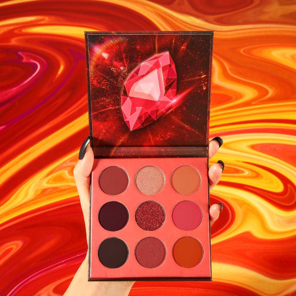 Docolor 9 Colores Paleta De Sombras De Ojos Roja Paleta De Sombras Mate Altamente Pigmentado Brillos Desnudo Ahumado Crema De Purpurina Polvo Colorido Paleta De Maquillaje Resistente Al Agua-Realidad