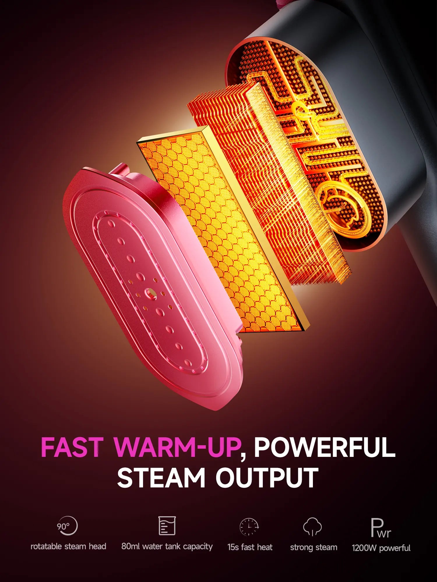 Dr. Flash Portable Garment Steamer for Clothes - 7 Mode with LED Display, Fast 5-Second Heating, 90° Swivel Handle, Ideal for Travel and Gifting