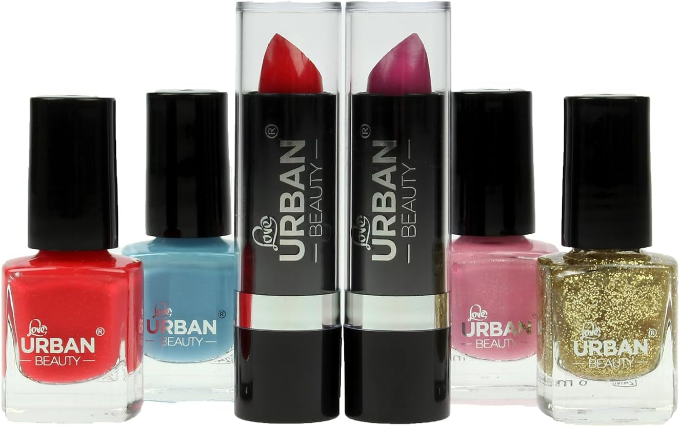 LOVE URBAN BEAUTY Vegano Neceser De Maquillaje Hot Pink De 82 Piezas Para Adolescentes Y Mujeres Adultas Con Sombras, Colorete, Pintalabios Y Productos Para Uñas